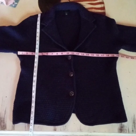 Talbot's purple merino wool sweater blazer - Picture 4 of 9